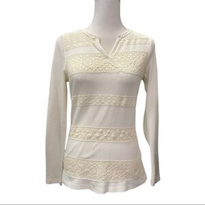 Lucky Brand Woman’s‎ Crocheted Ivory Thermal, Size Small